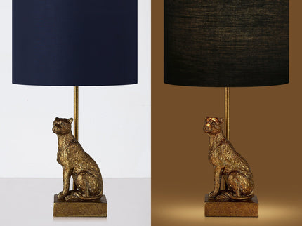 Cheetah Sitting Table Lamp Copper Stylish Animal Decor Lighting.