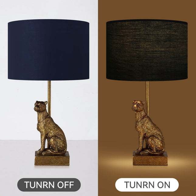 Cheetah Sitting Table Lamp Copper Stylish Animal Decor Lighting.