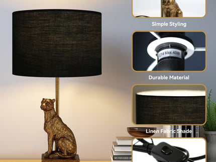 Cheetah Sitting Table Lamp Copper Stylish Animal Decor Lighting.
