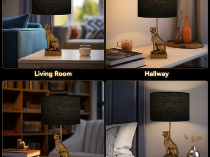 Cheetah Sitting Table Lamp Copper Stylish Animal Decor Lighting.