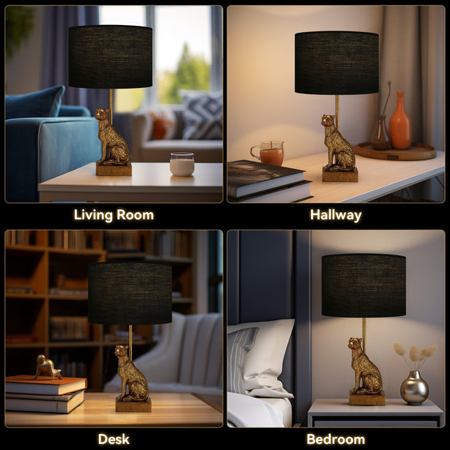 Cheetah Sitting Table Lamp Copper Stylish Animal Decor Lighting.