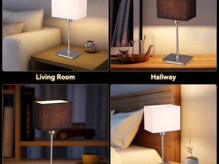 Set of 2 Pueblo Table Lamp White Black Modern Home Decor.
