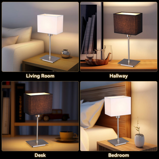 Set of 2 Pueblo Table Lamp White Black Modern Home Decor.