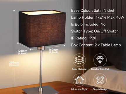 Set of 2 Pueblo Table Lamp White Black Modern Home Decor.