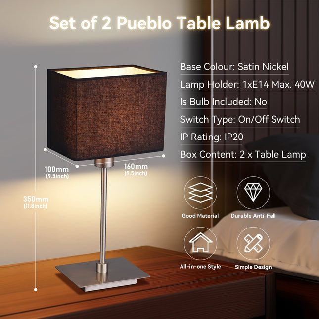 Set of 2 Pueblo Table Lamp White Black Modern Home Decor.