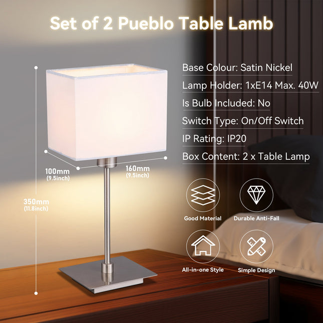 Set of 2 Pueblo Table Lamp White Black Modern Home Decor.