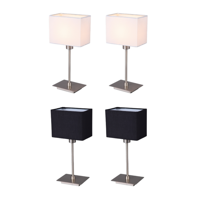 Set of 2 Pueblo Table Lamp White Black Modern Home Decor.