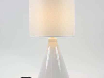Lux Tapered Ceramic Table Lamp with Linen Shade for Home Decor.