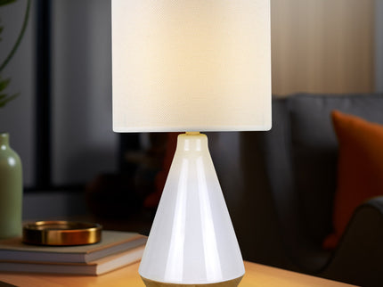 Lux Tapered Ceramic Table Lamp with Linen Shade for Home Decor.