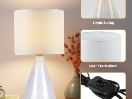 Lux Tapered Ceramic Table Lamp with Linen Shade for Home Decor.