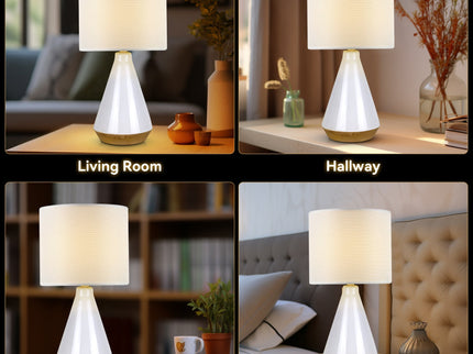 Lux Tapered Ceramic Table Lamp with Linen Shade for Home Decor.