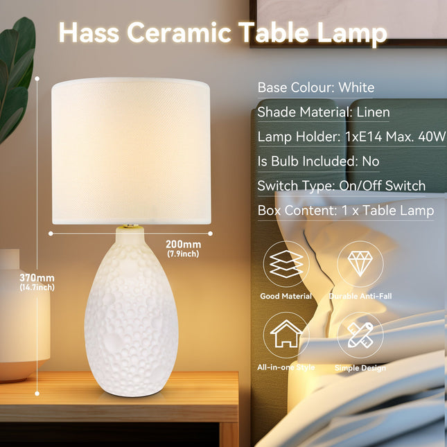 Hass Ceramic Table Lamp with Modern Geometric Design.