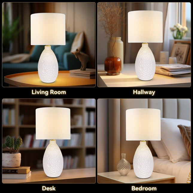 Hass Ceramic Table Lamp with Modern Geometric Design.