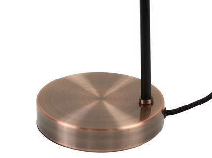 Conea Table Lamp with Smoky Glass Shade and Antique Copper Finish.