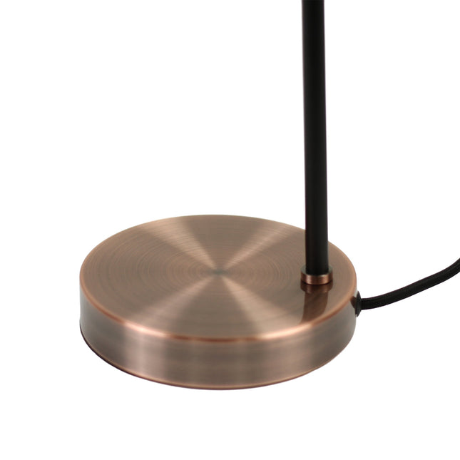 Conea Table Lamp with Smoky Glass Shade and Antique Copper Finish.