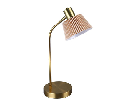 Ruston Table Lamp with Brass Iron Base and Khaki Fabric Shade.