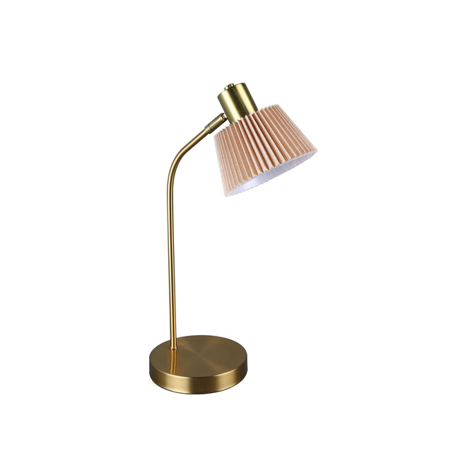 Ruston Table Lamp with Brass Iron Base and Khaki Fabric Shade.