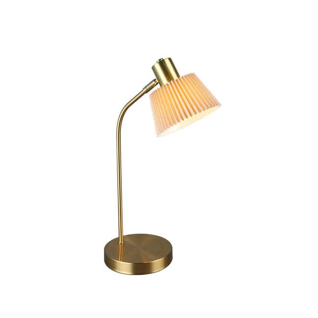 Ruston Table Lamp with Brass Iron Base and Khaki Fabric Shade.