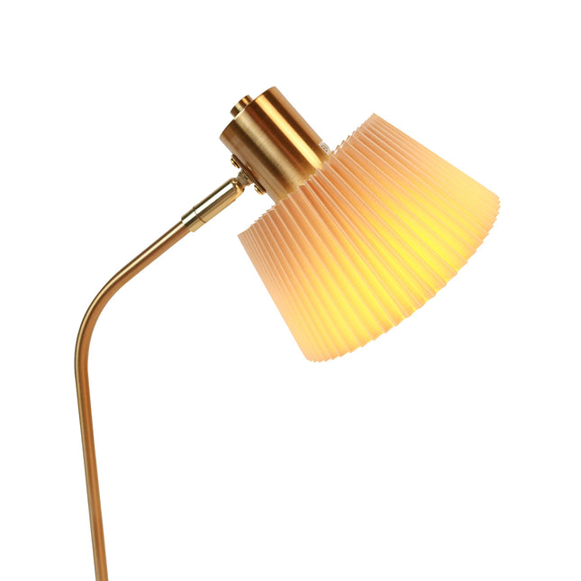 Ruston Table Lamp with Brass Iron Base and Khaki Fabric Shade.