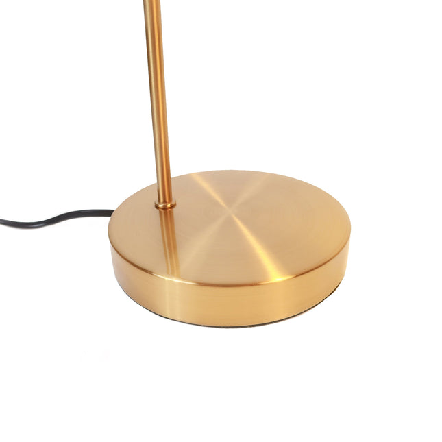 Ruston Table Lamp with Brass Iron Base and Khaki Fabric Shade.