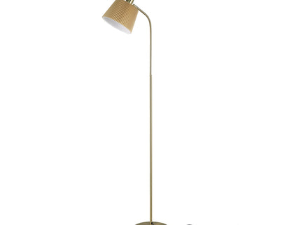 Ruston Floor Lamp with Brass Base and Fabric Shade for Modern Indoor Lighting.