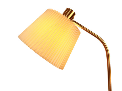 Ruston Floor Lamp with Brass Base and Fabric Shade for Modern Indoor Lighting.