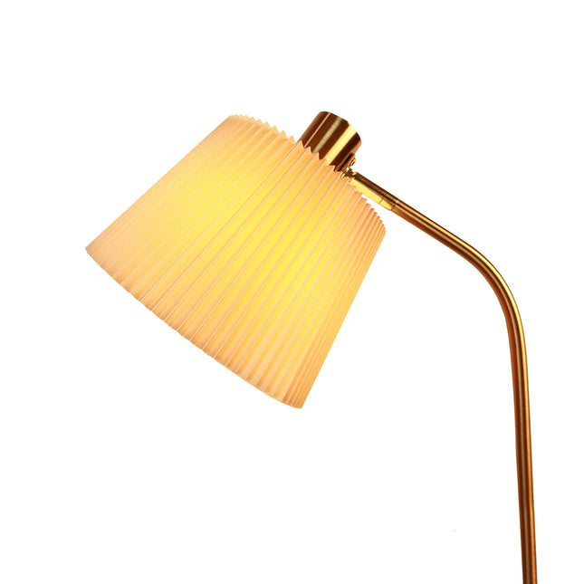 Ruston Floor Lamp with Brass Base and Fabric Shade for Modern Indoor Lighting.