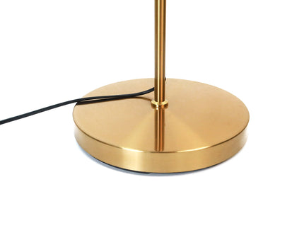 Ruston Floor Lamp with Brass Base and Fabric Shade for Modern Indoor Lighting.