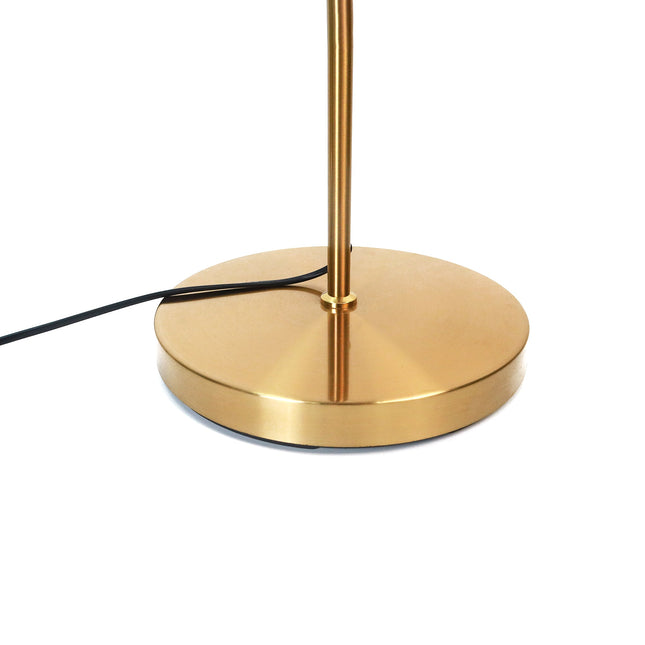 Ruston Floor Lamp with Brass Base and Fabric Shade for Modern Indoor Lighting.