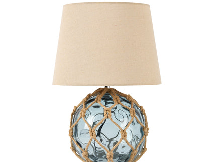 Jessamy Table Lamp Green Blue Nautical Glass and Rope Decor.