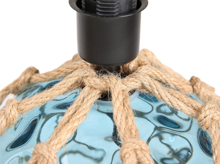 Jessamy Table Lamp Green Blue Nautical Glass and Rope Decor