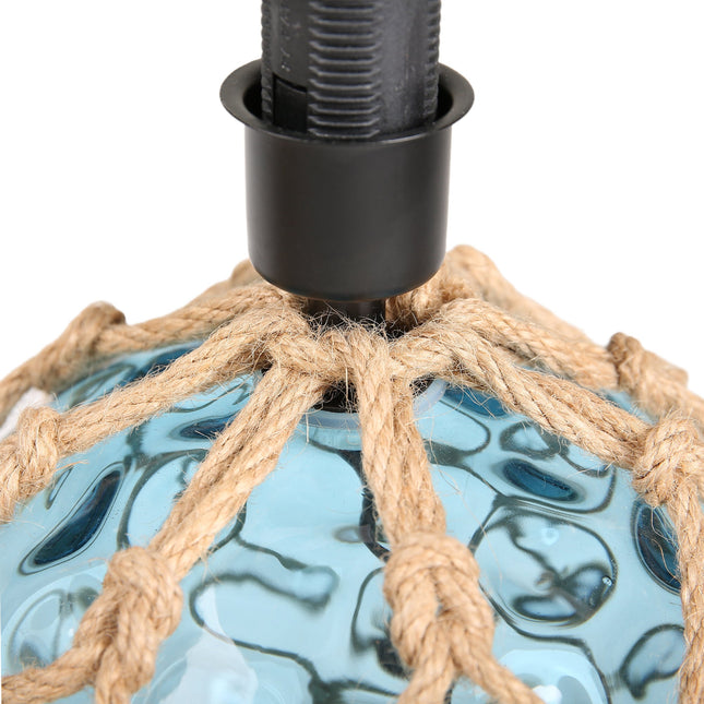Jessamy Table Lamp Green Blue Nautical Glass and Rope Decor