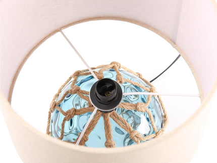 Jessamy Table Lamp Green Blue Nautical Glass and Rope Decor