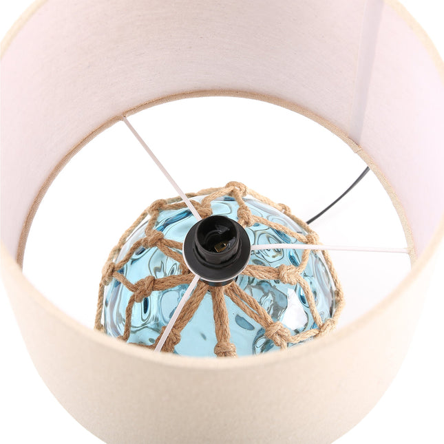 Jessamy Table Lamp Green Blue Nautical Glass and Rope Decor
