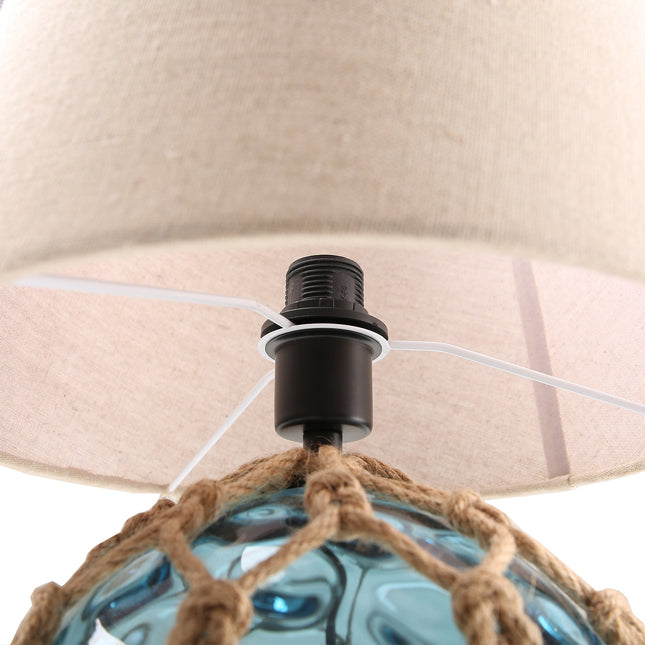 Jessamy Table Lamp Green Blue Nautical Glass and Rope Decor