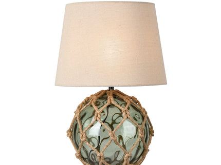 Jessamy Table Lamp Green Blue Nautical Glass and Rope Decor.