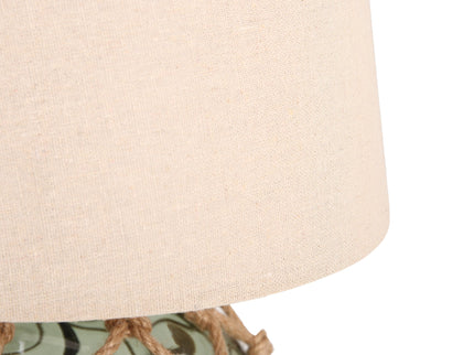 Jessamy Table Lamp Green Blue Nautical Glass and Rope Decor.