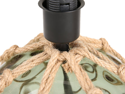 Jessamy Table Lamp Green Blue Nautical Glass and Rope Decor.