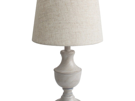 Telly Table Lamp with Elegant Metal Base and Linen Shade.