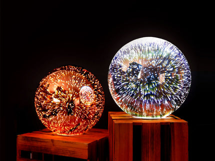 Javarone Table Lamp Copper Chrome Modern Glass Sphere Lighting.