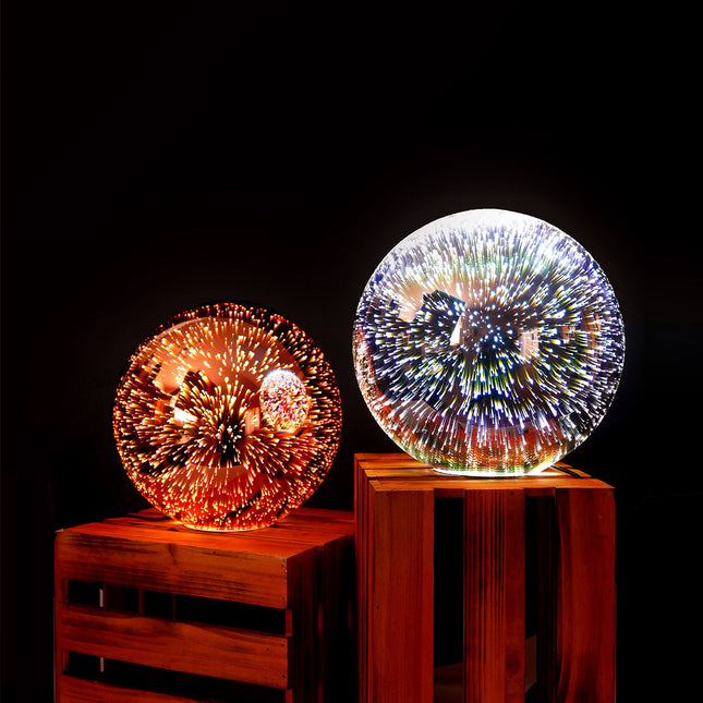 Javarone Table Lamp Copper Chrome Modern Glass Sphere Lighting.