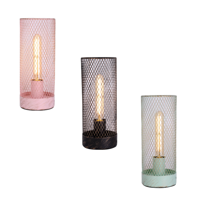 Clara Touch Table Lamp Black Pink Mint Modern Industrial Light.