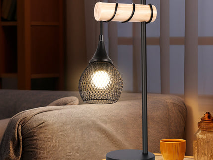 Lars Table Lamp Modern Industrial Design with Timber Accent.