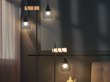 Lars Table Lamp Modern Industrial Design with Timber Accent.