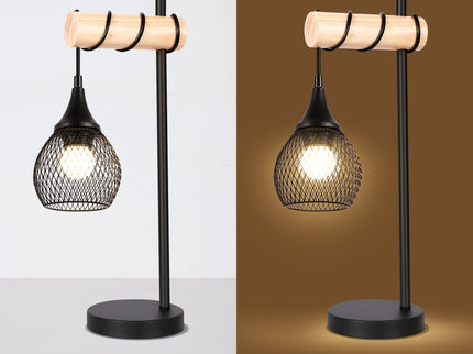 Lars Table Lamp Modern Industrial Design with Timber Accent.