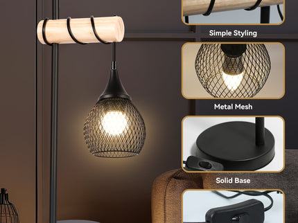 Lars Table Lamp Modern Industrial Design with Timber Accent.