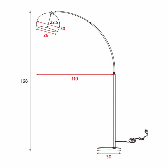 Beam Acro Floor Lamp with Adjustable Arch and Marble Base.
