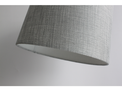 Tanya Arched Floor Lamp with Linen Shade and Metal Base.