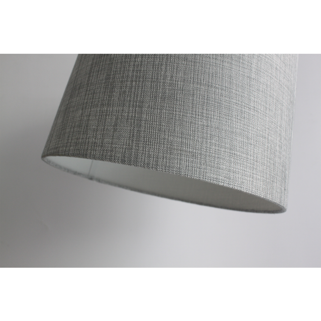 Tanya Arched Floor Lamp with Linen Shade and Metal Base.