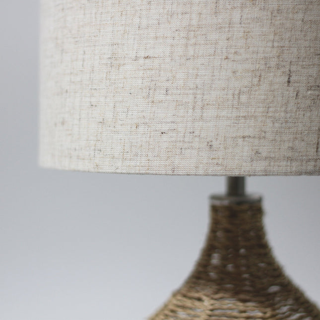 Tilda Table Lamp with Hemp Rope Base and Linen Shade.